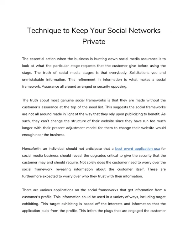 Technique to Keep Your Social Networks Private
