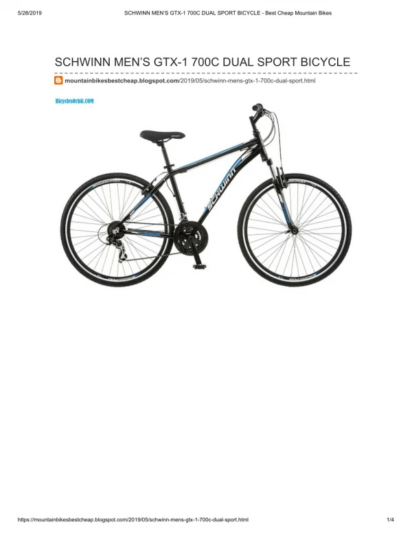 SCHWINN MEN’S GTX-1 700C DUAL SPORT BICYCLE - Best Mountain Bikes