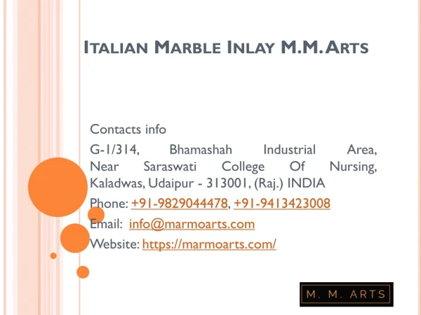 Italian Marble Inlay M.M.Arts