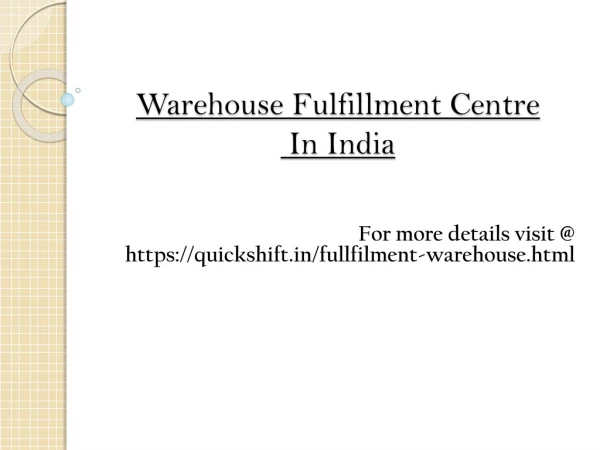 THE IMPORTANCE OF WAREHOUSES AND FULFILLMENT CENTERS