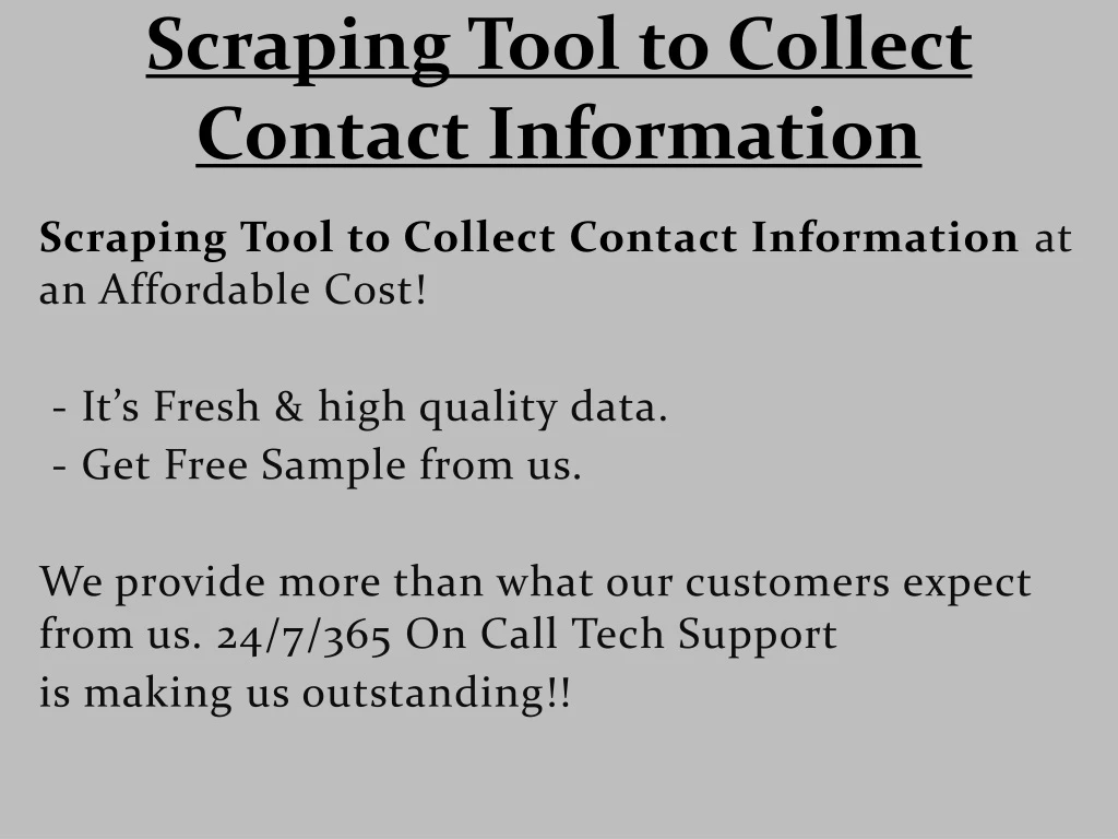 scraping tool to collect contact information