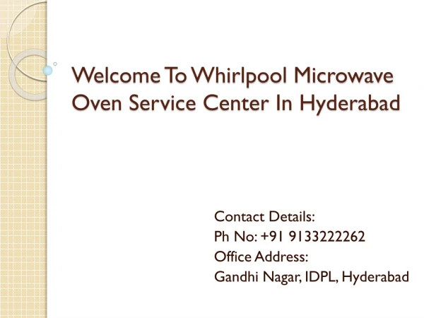 Whirlpool Microwave Oven Service Center in Hyderabad