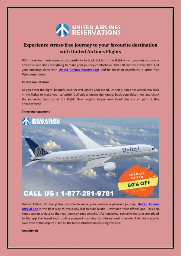 Experience Stress Free Journey to Your Favourite Destination with United Airlines Flights