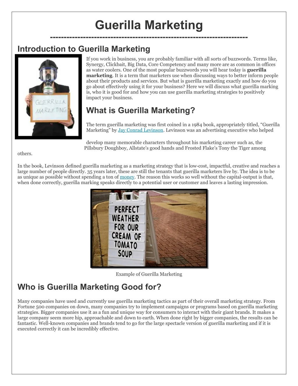 guerilla marketing introduction to guerilla