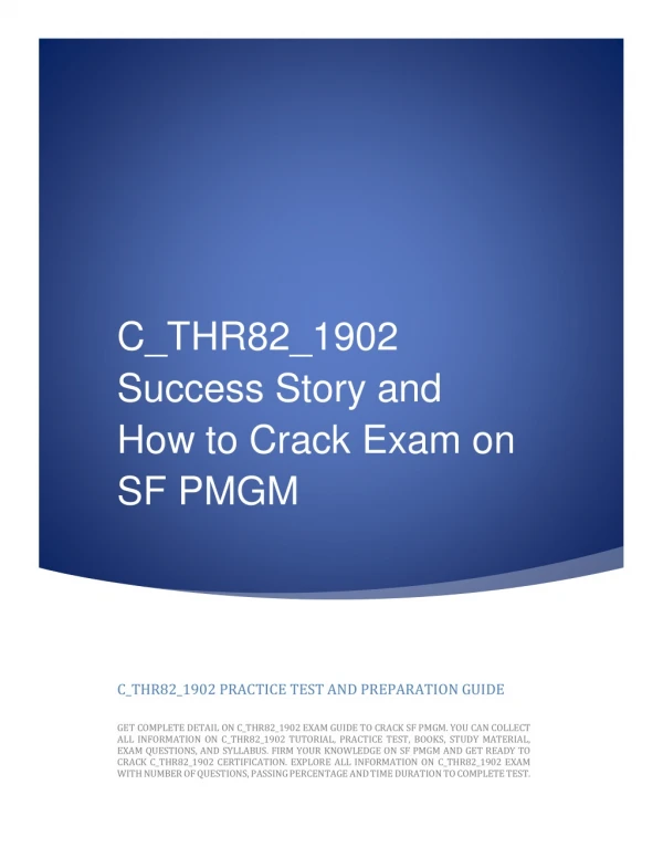 C_THR82_1902 Study Guide and How to Crack Exam on SF PMGM