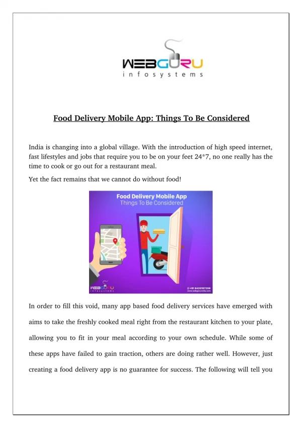 Food Delivery Mobile App: Things To Be Considered