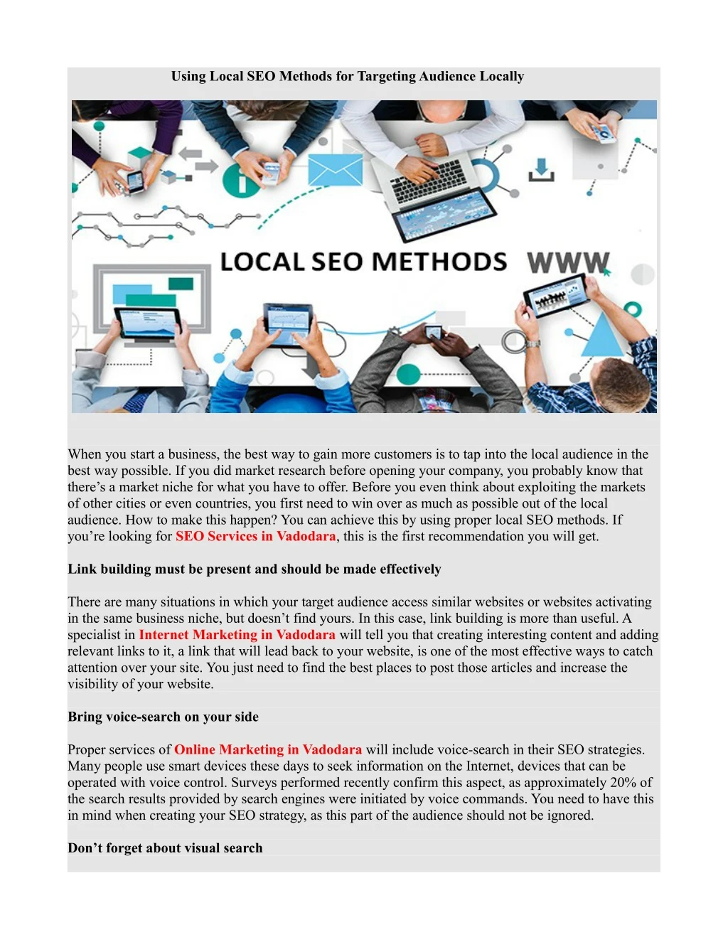 using local seo methods for targeting audience