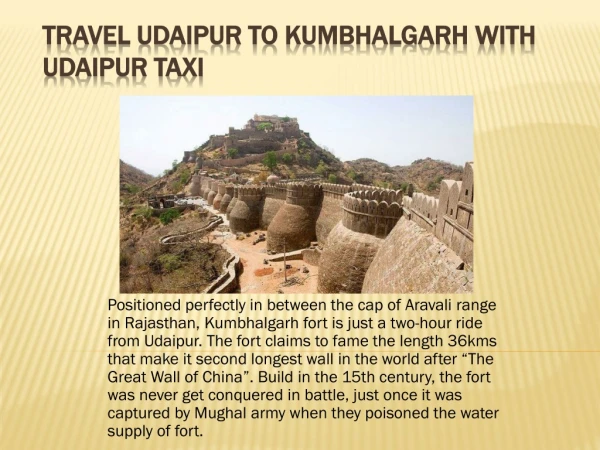Travel Udaipur to Kumbhalgarh with Udaipur Taxi