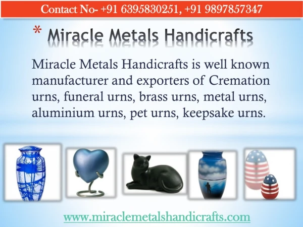 Cremation Urns, Metal Urns, Pet Urns Manufacturers and Exporter in India