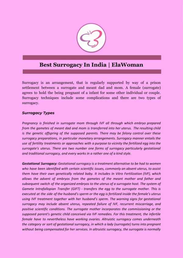 Best Surrogacy In India | ElaWoman