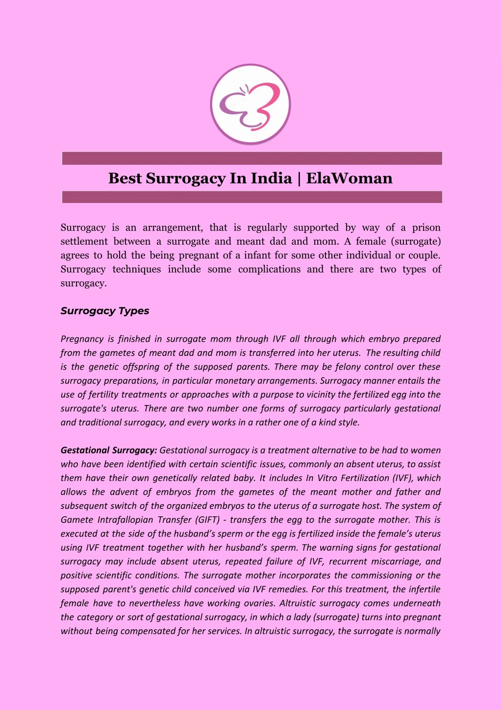 best surrogacy in india elawoman