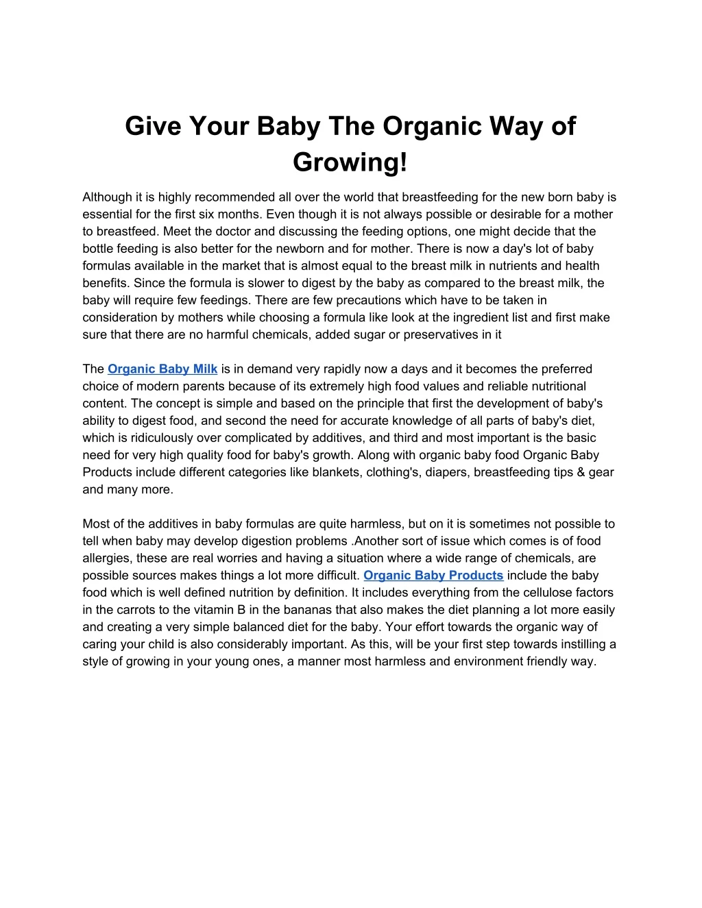 give your baby the organic way of growing
