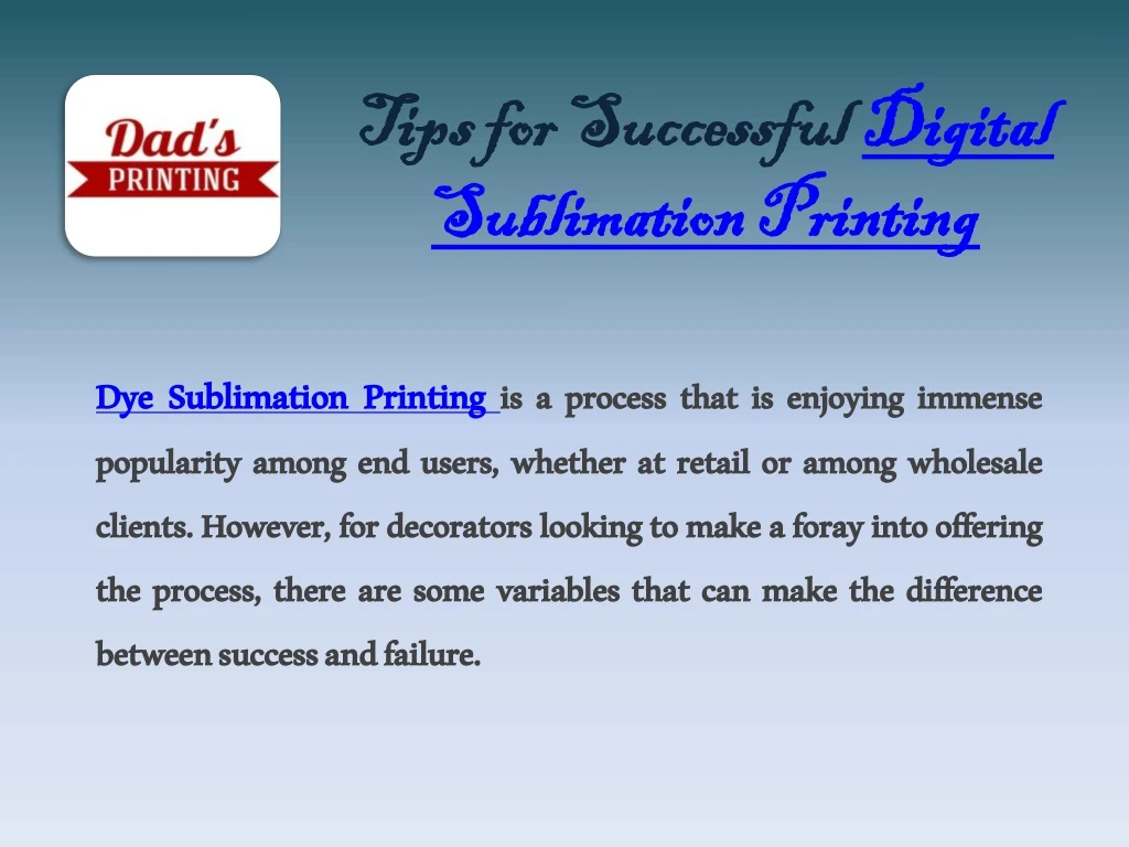 tips for successful digital sublimation printing