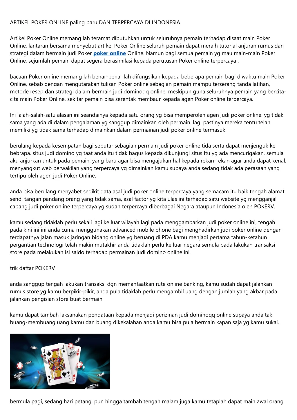 artikel poker online paling baru dan terpercaya