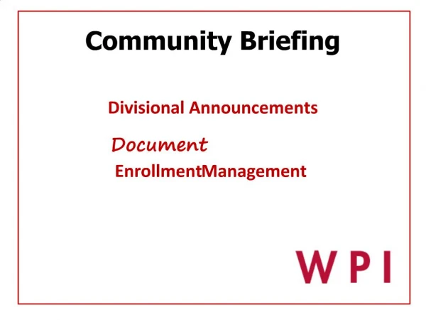 Community Briefing