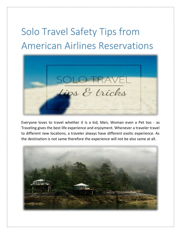 Solo Travel tips from American Airlines Reservations