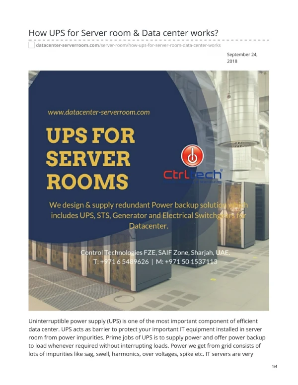 How UPS for Server room & Data center works? #upsfordatacenter #upsforserverroom