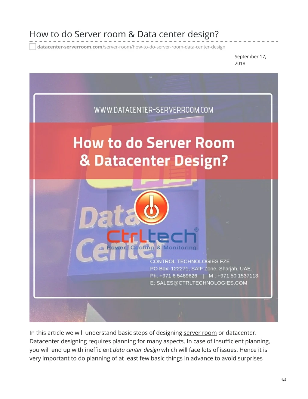 how to do server room data center design