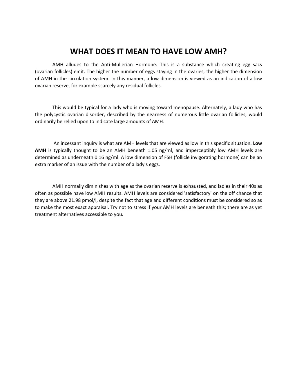 what does it mean to have low amh