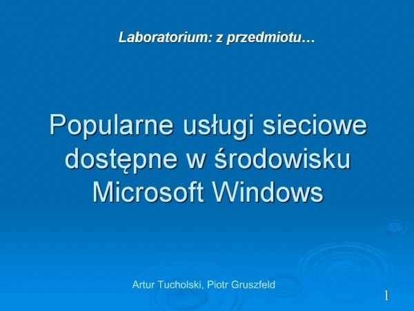 Popularne uslugi sieciowe dostepne w srodowisku Microsoft Windows