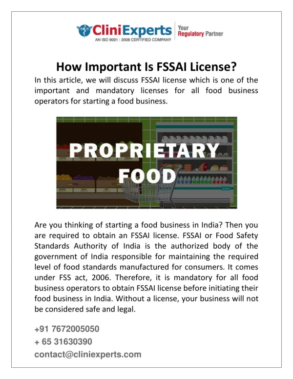 How Important Is FSSAI License?
