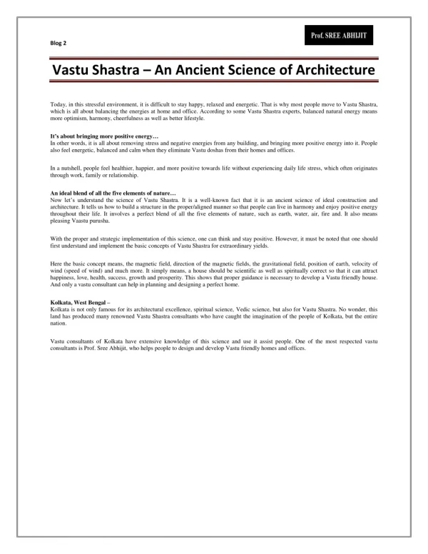 Vastu Shastra – An Ancient Science of Architecture