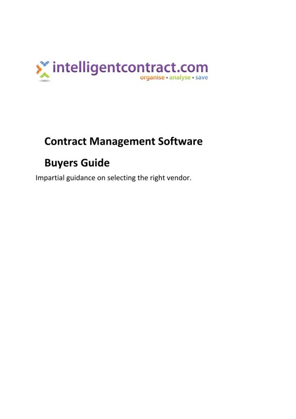 Buyers guide to Contract Management