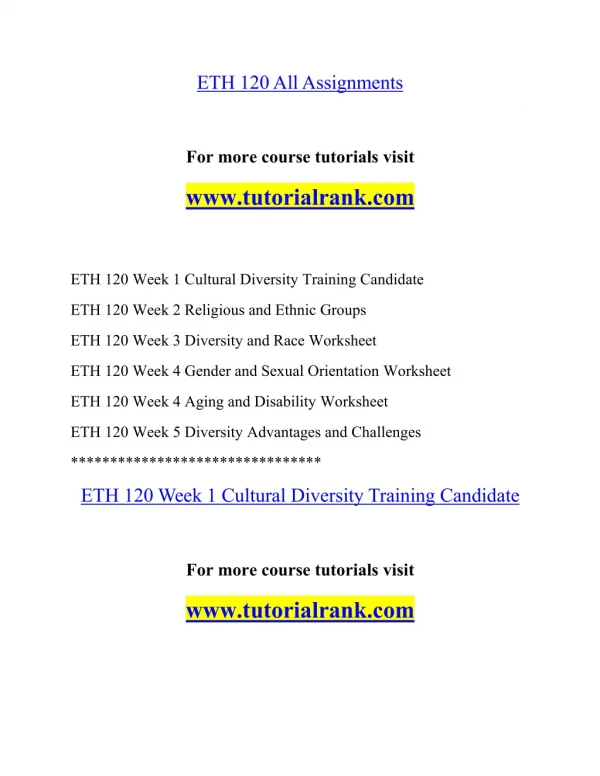 ETH 120 Social Responsibility / tutorialrank.com