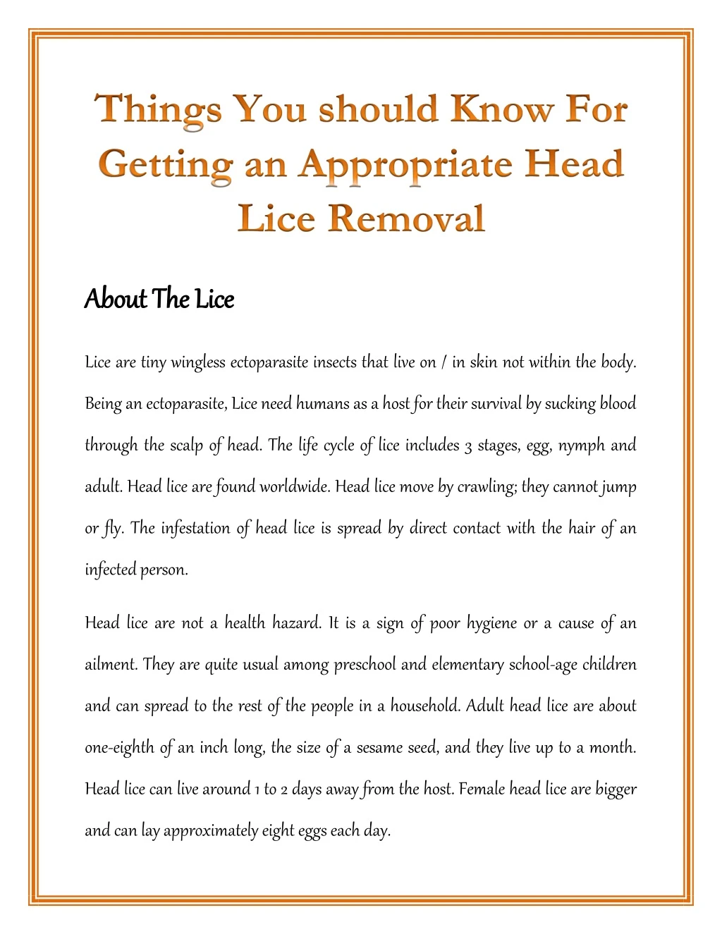 about the lice about the lice