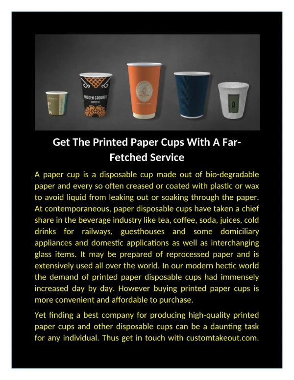 If you are looking for Paper Cups Washington