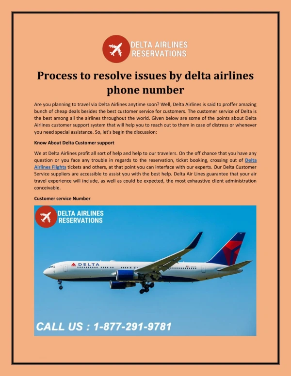 Process to resolve issues by delta airlines phone number