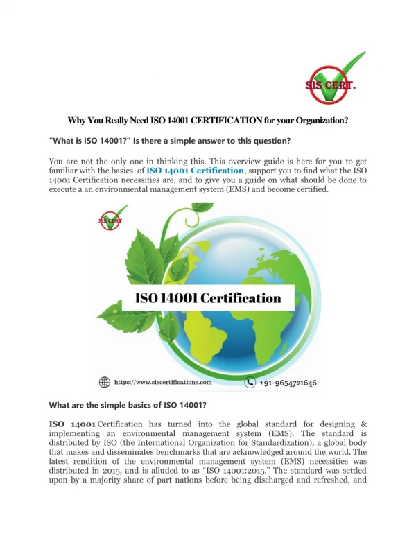 ISO 14001 Certification - Environment Management System