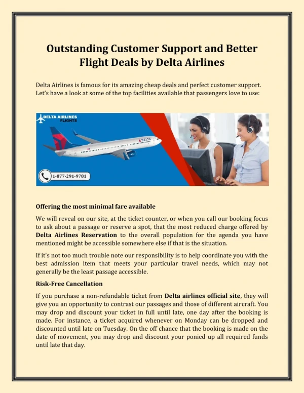 Delta Airlines Flights - Outstanding Customer Support and Better Flight Deals by Delta Airlines