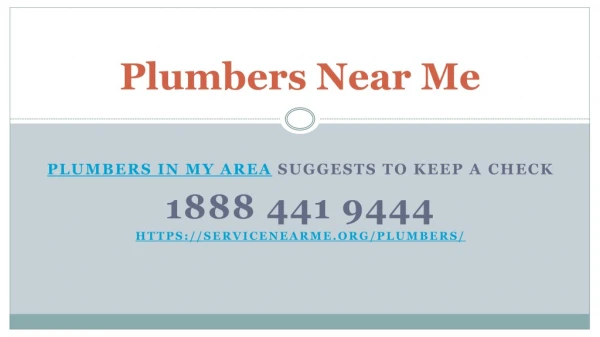 Plumbers In My Area Suggests to Keep a Check