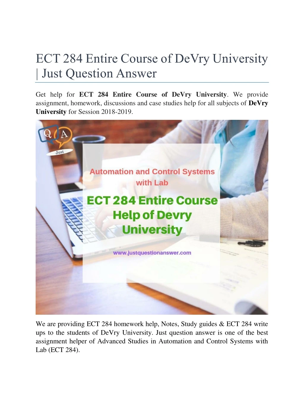 ect 284 entire course of devry university just