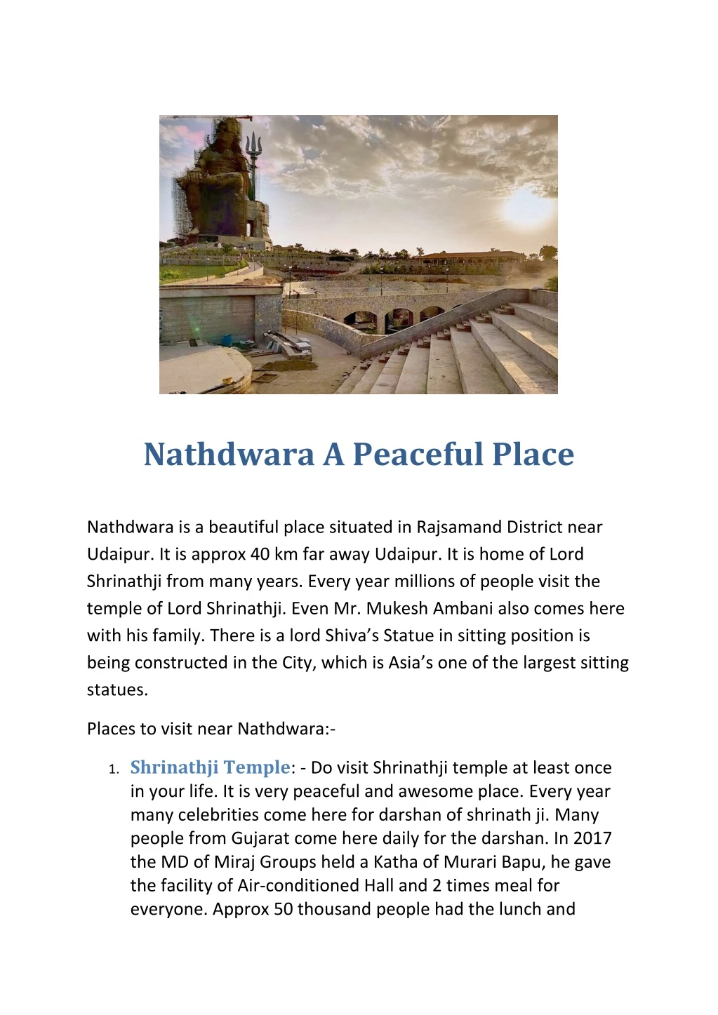 nathdwara a peaceful place