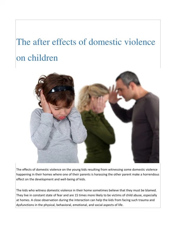 The after effects of domestic violence on children