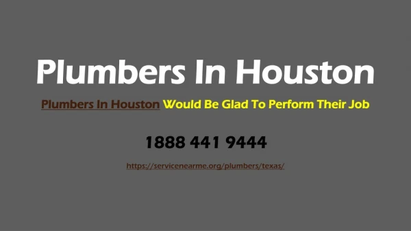 Plumbers In Houston Would Be Glad To Perform Their Job