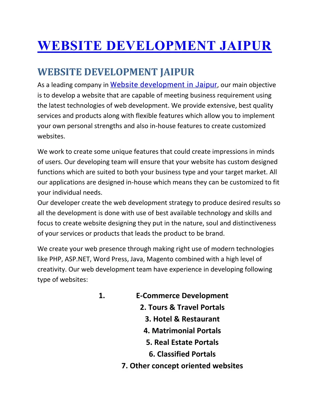 website development jaipur