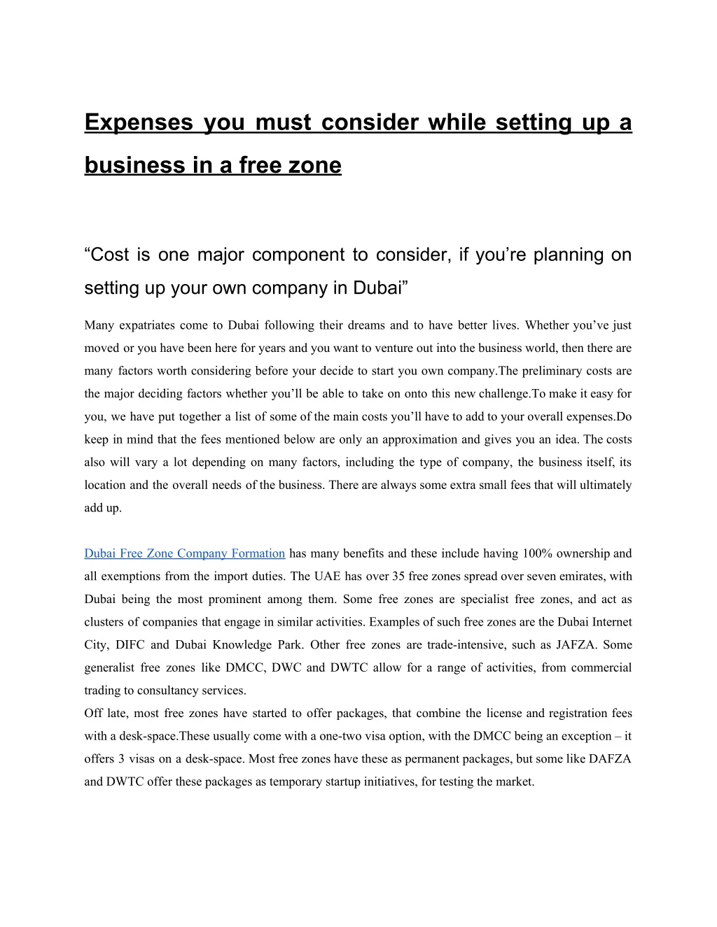 expenses you must consider while setting up a