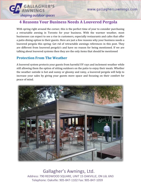 4 Reasons Your Business Needs A Louvered Pergola