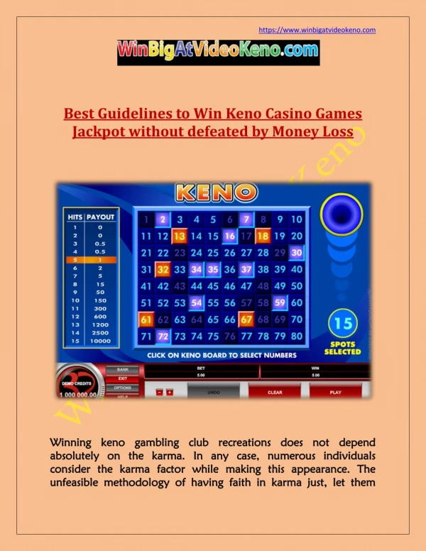 Best Guidelines to Play and Win Keno Casino Games Jackpot without Defeated By Money Loss