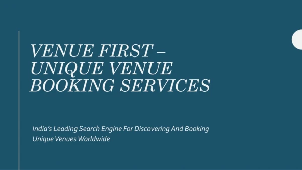 Venue First - India's Leading Venues Booking Service