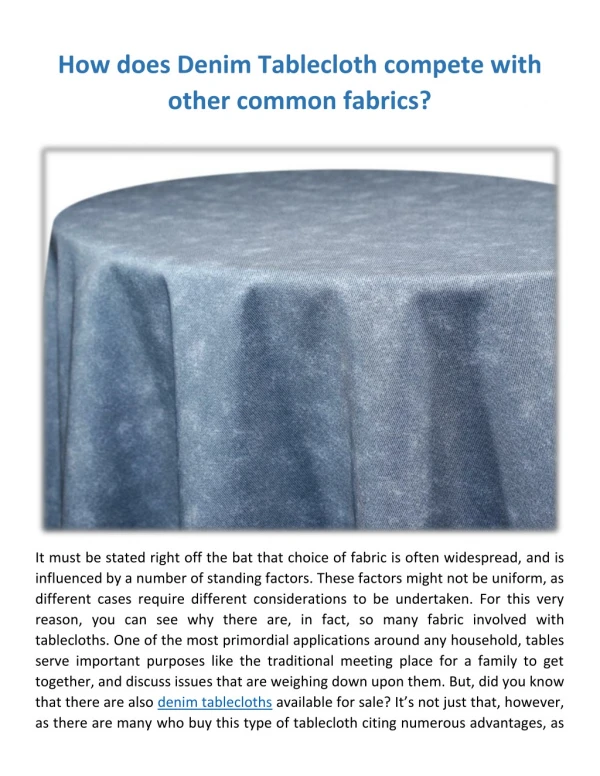 How does Denim Tablecloth compete with other common fabrics?