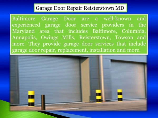 Garage door repair reisterstown md