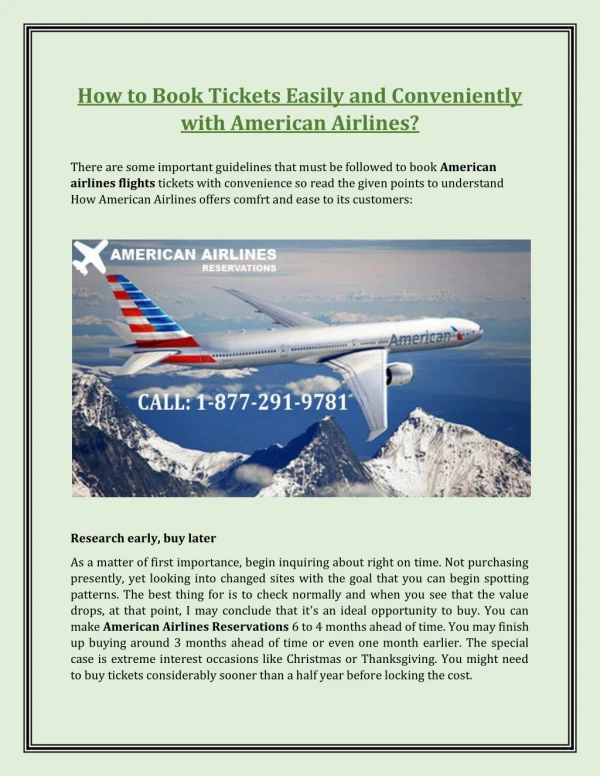 How to Book Tickets Easily and Conveniently with American Airlines?