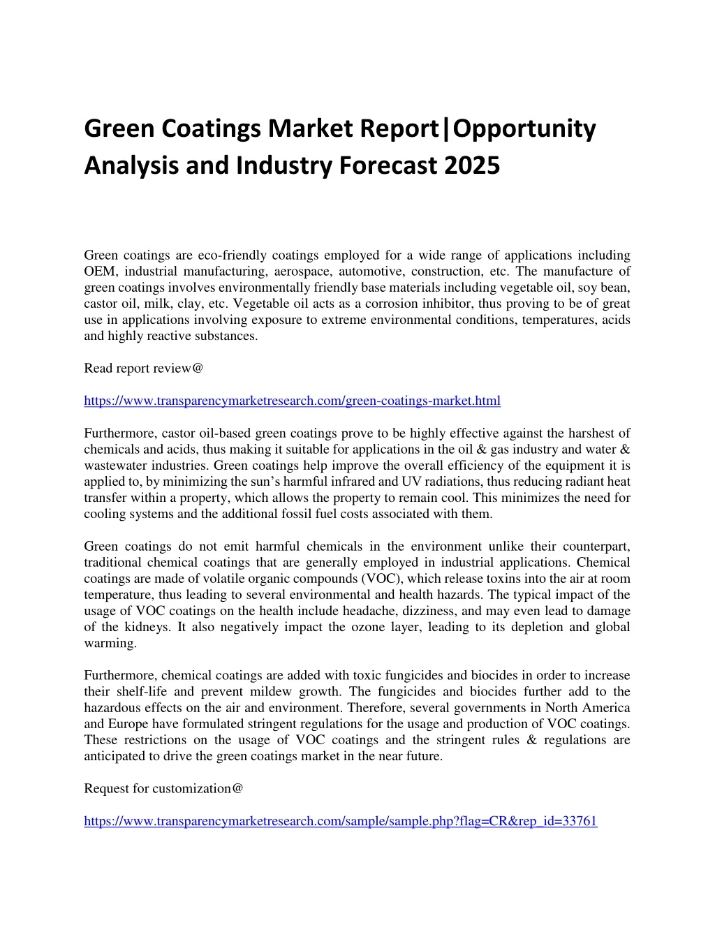 green coatings market report opportunity analysis