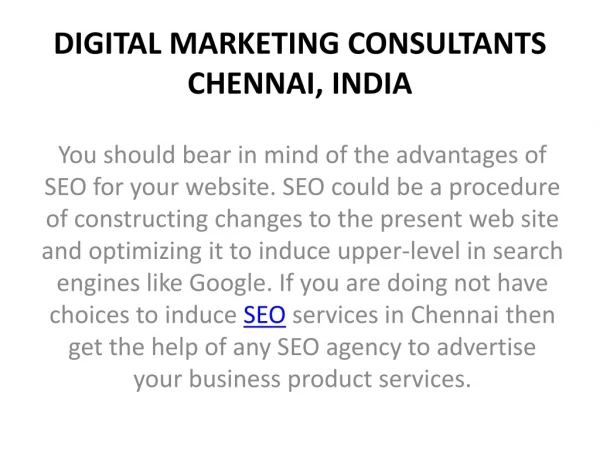 Digital Marketing Consultants Chennai, India.