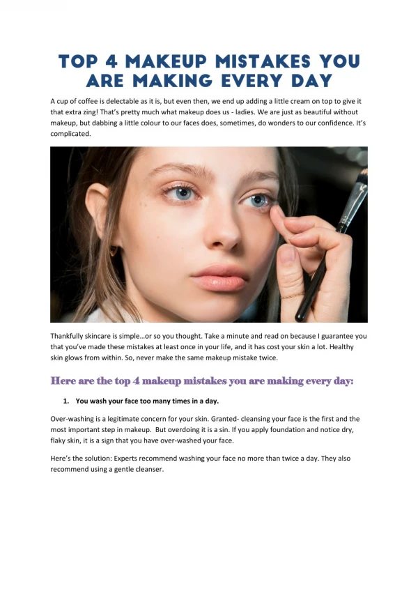 Top 4 Makeup Mistakes You Are Making Every Day