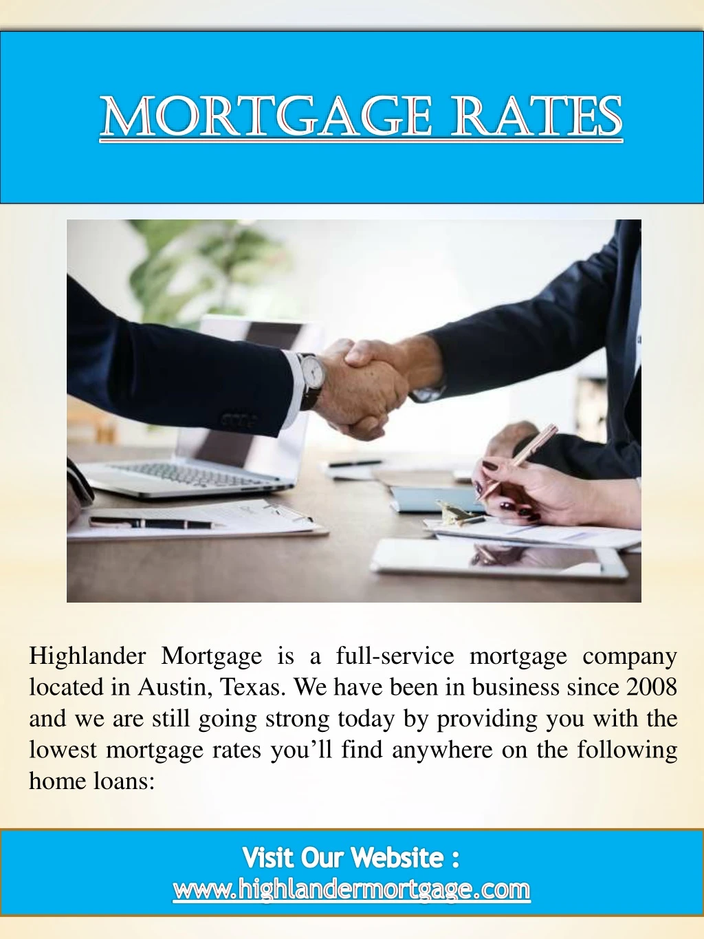 highlander mortgage is a full service mortgage